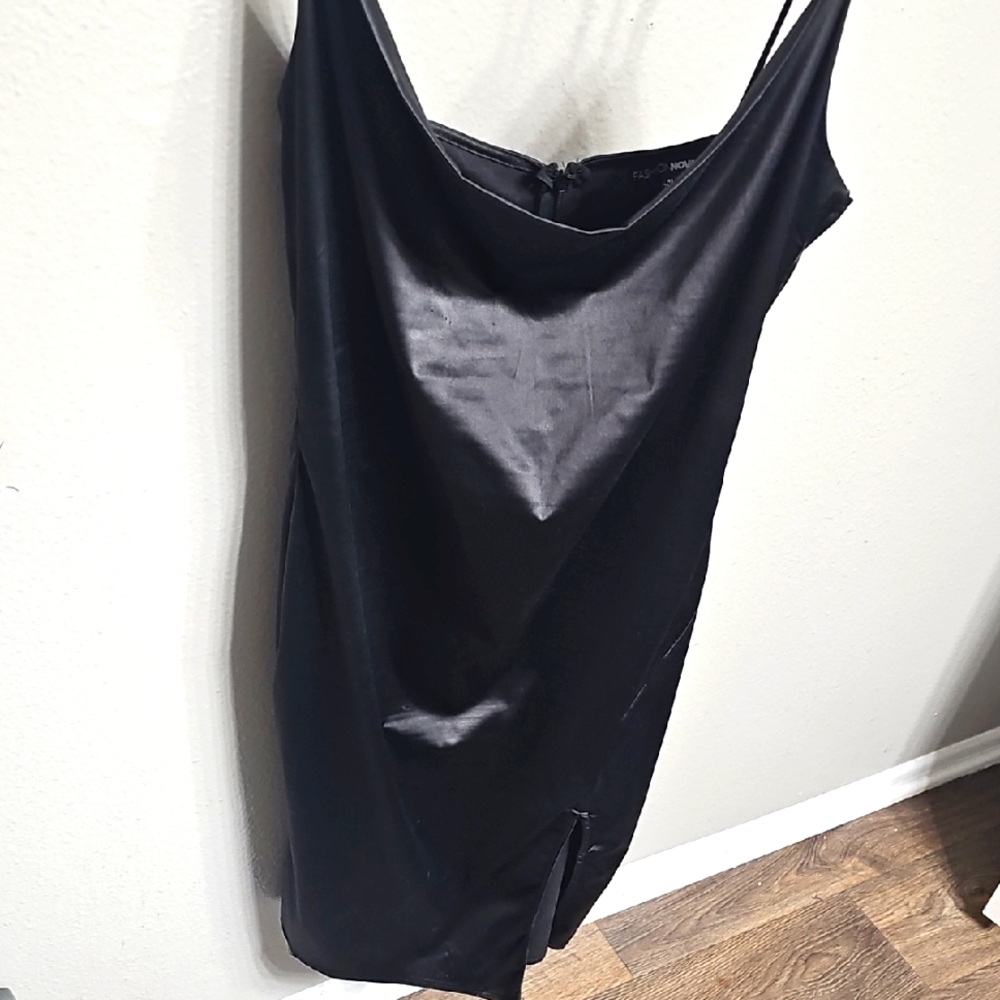 Fashion Nova Black Satin Dress